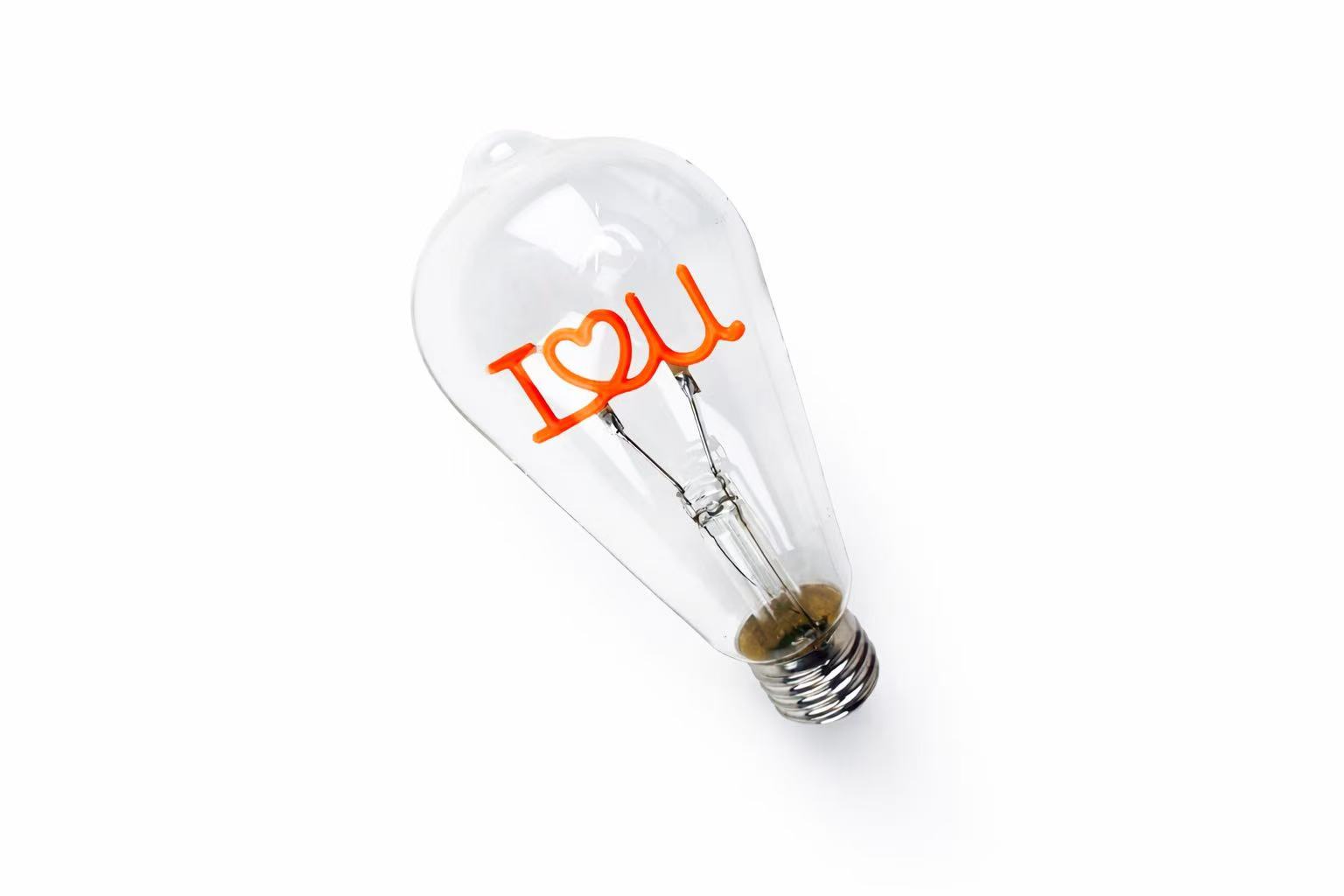 LOVE double heart LED filament bulb glowing warm light