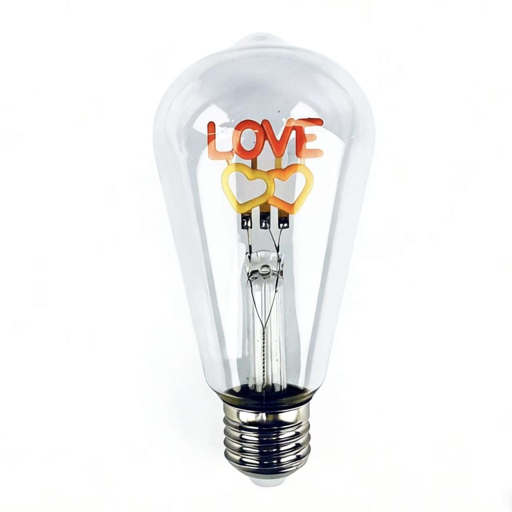 Custom LOVE LED Filament Bulb Double Heart Romantic Decorative Light E26 E27