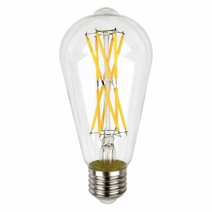 LED ceramic filament bulb 12W, dimmable and flicker-free, vintage amber glow on white background.