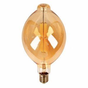 LED Large Amber Decorative Filament Bulb – Ceramic Filament, 12W, Dimmable, Flicker-Free