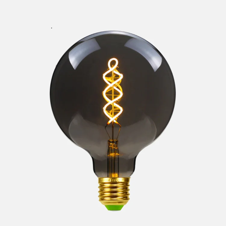 smoke grey double spiral LED filament bulb