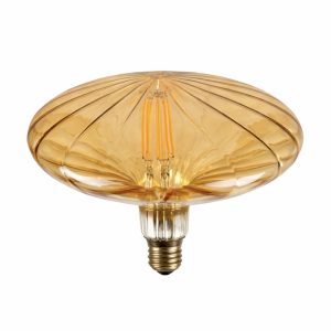 close up irregular LED filament bulb glass design detail